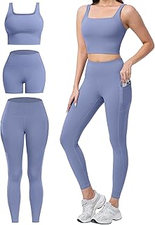 3 Piece Workout Sets for Women High Waisted...